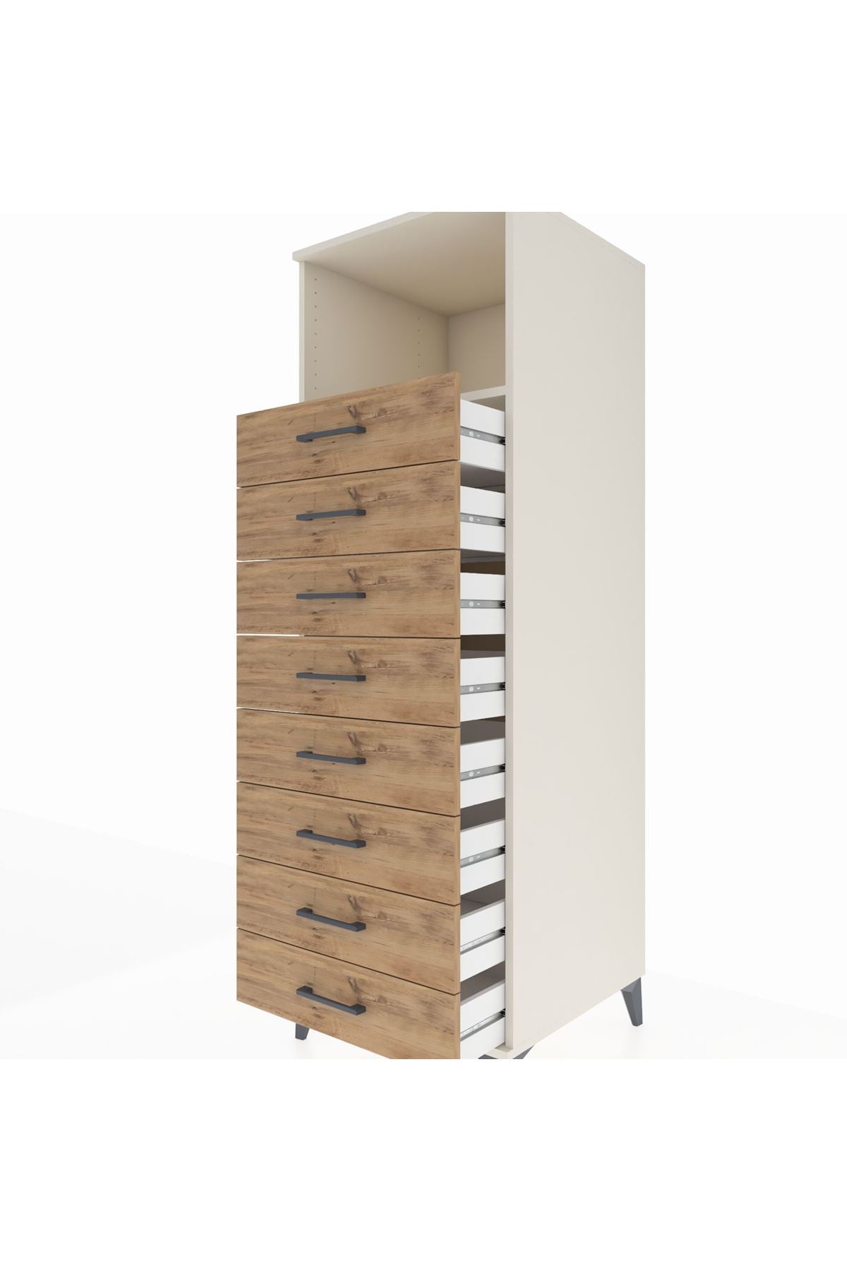 Kronos Dolap Tek Raflı 8 Çekmeceli 60x59x182 Aytaşı-Çam