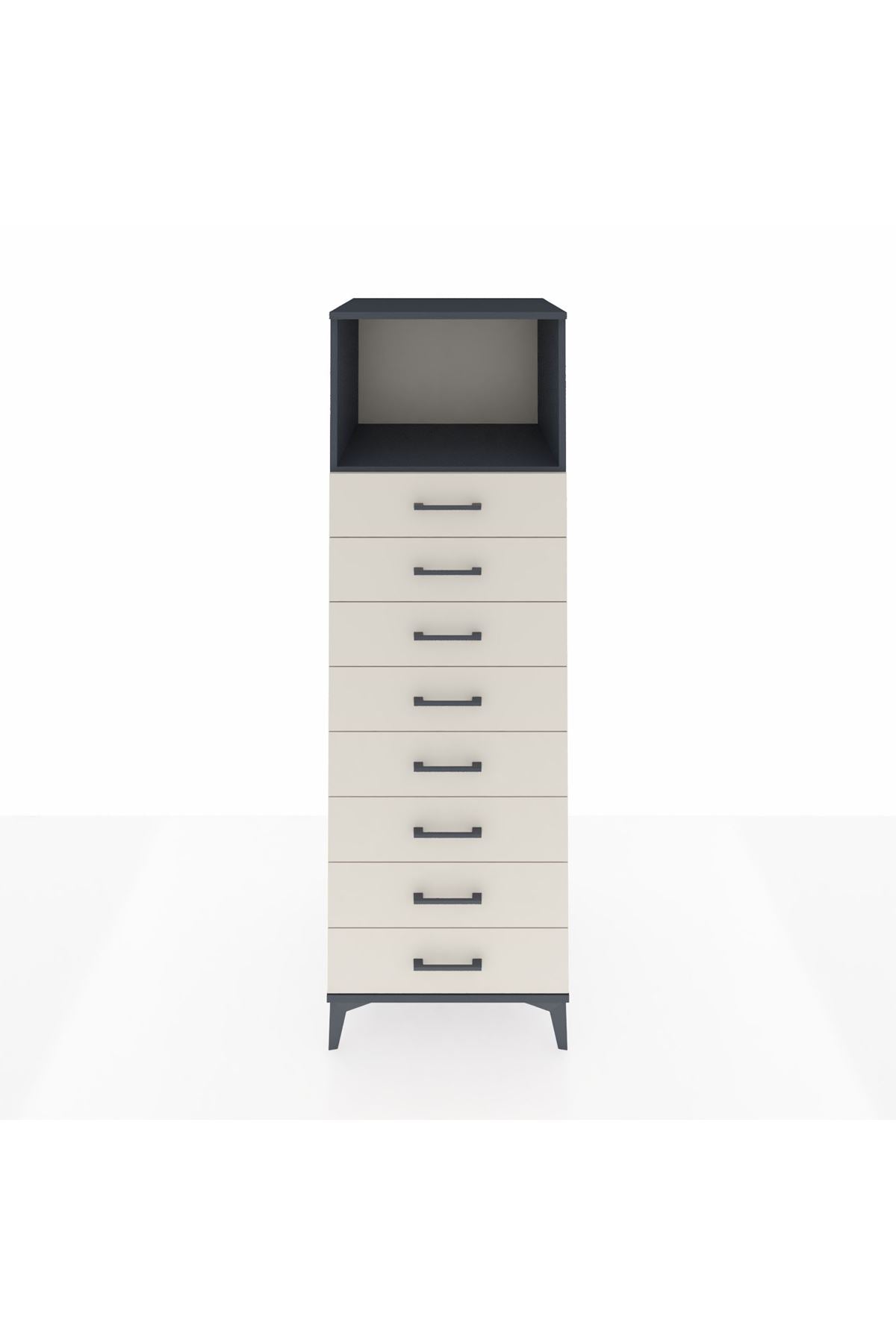 Kronos Dolap Tek Raflı 8 Çekmeceli 60x59x182 Antrasit-Aytaşı