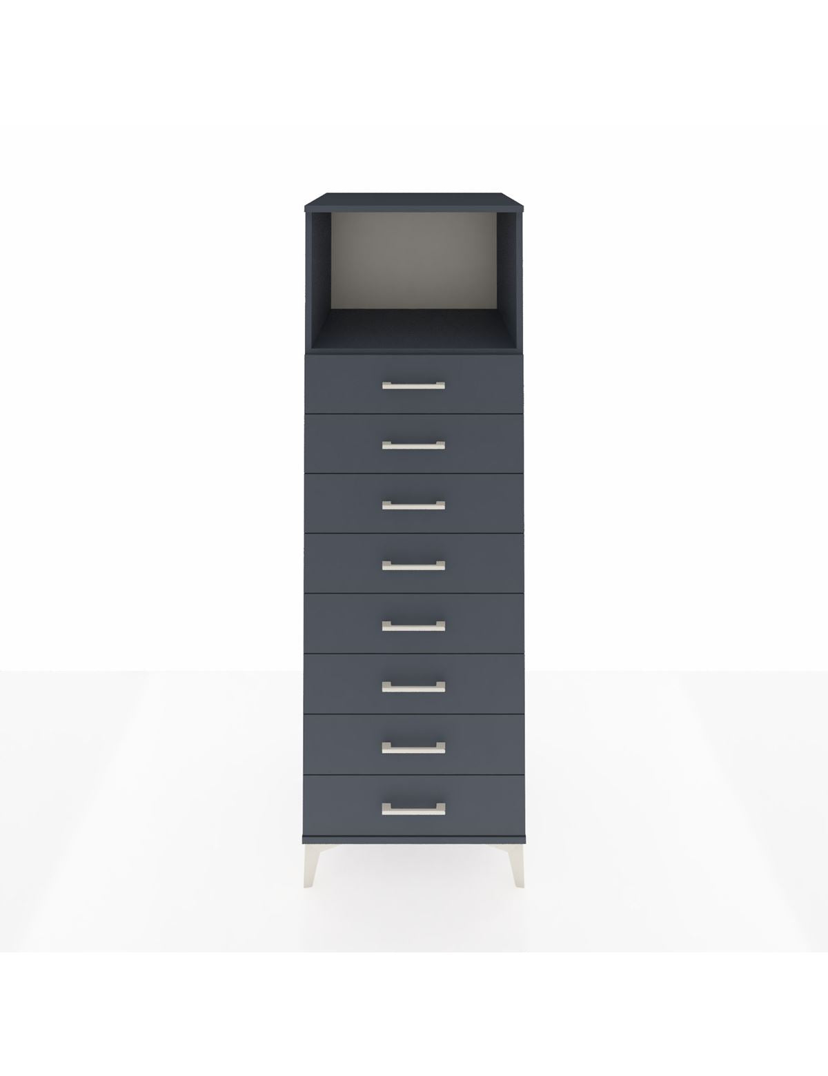 Kronos Dolap Tek Raflı 8 Çekmeceli 60x59x182 Antrasit-Antrasit