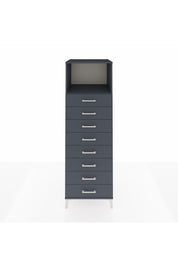 Kronos Dolap Tek Raflı 8 Çekmeceli 60x59x182 Antrasit-Antrasit