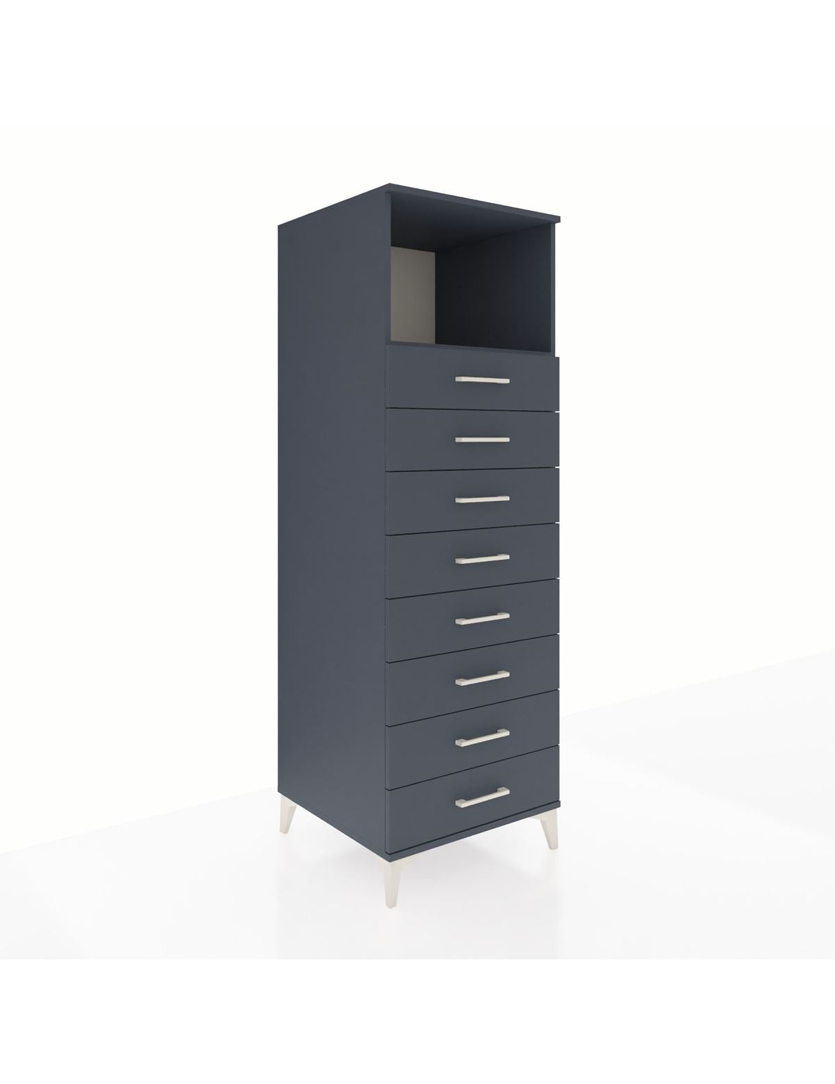 Kronos Dolap Tek Raflı 8 Çekmeceli 60x59x182 Antrasit-Antrasit