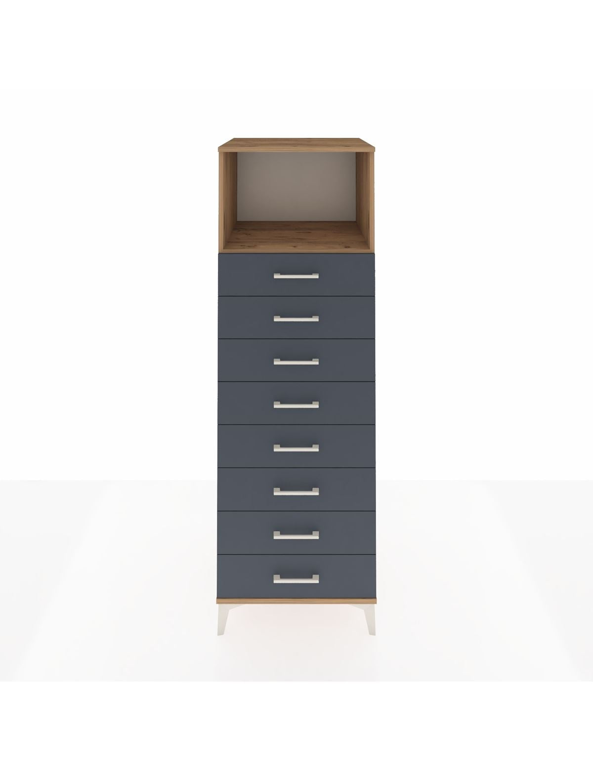 Kronos Dolap Tek Raflı 8 Çekmeceli 60x59x182 Çam-Antrasit