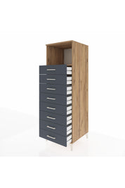 Kronos Dolap Tek Raflı 8 Çekmeceli 60x59x182 Çam-Antrasit