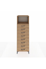 Kronos Dolap Tek Raflı 8 Çekmeceli 60x59x182 Çam-Çam