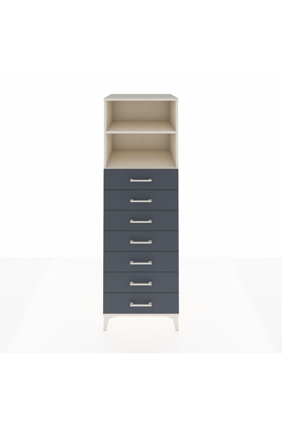 Kronos Dolap 2 Raflı 7 Çekmeceli 60x59x182 Aytaşı-Antrasit