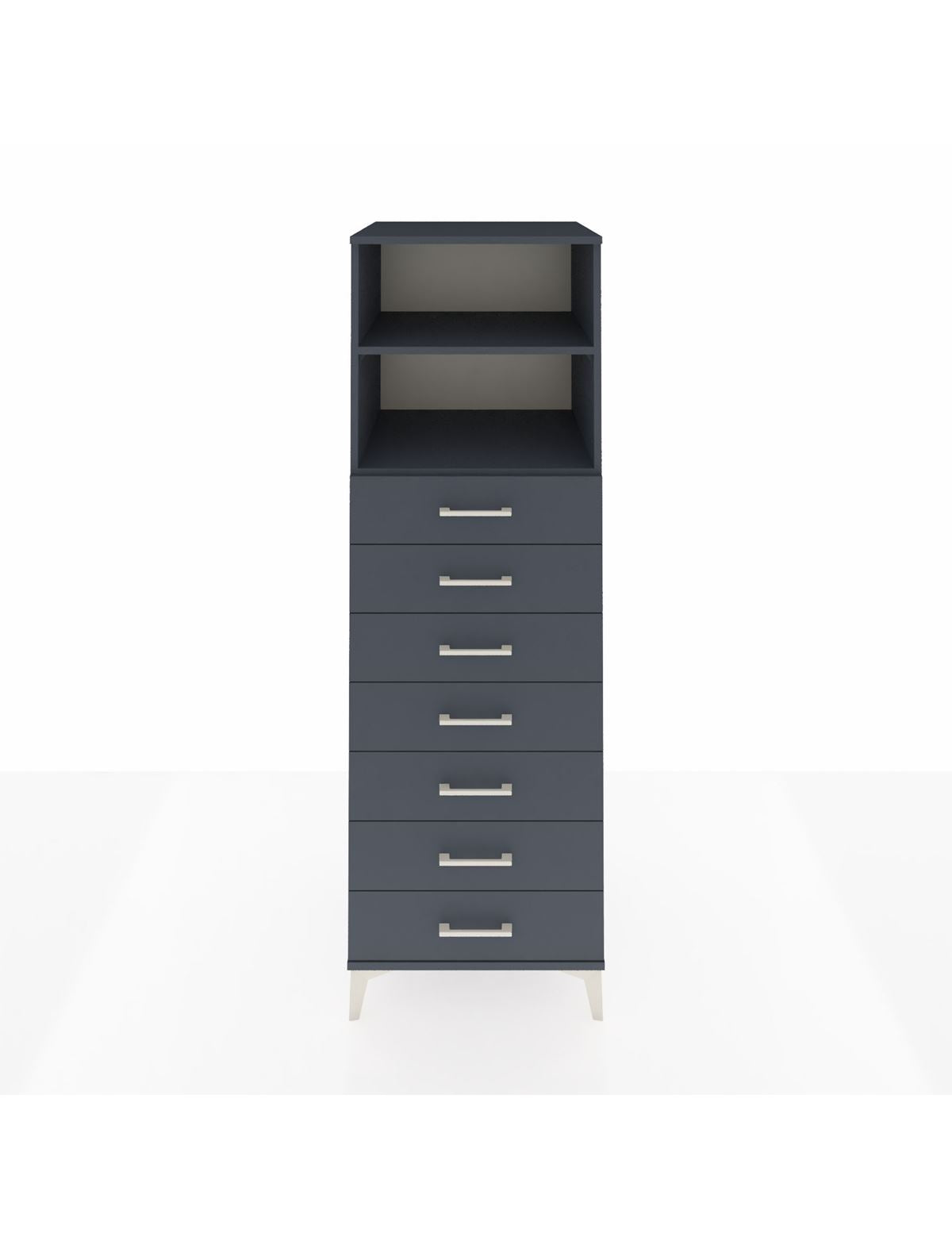 Kronos Dolap 2 Raflı 7 Çekmeceli 60x59x182 Antrasit-Antrasit