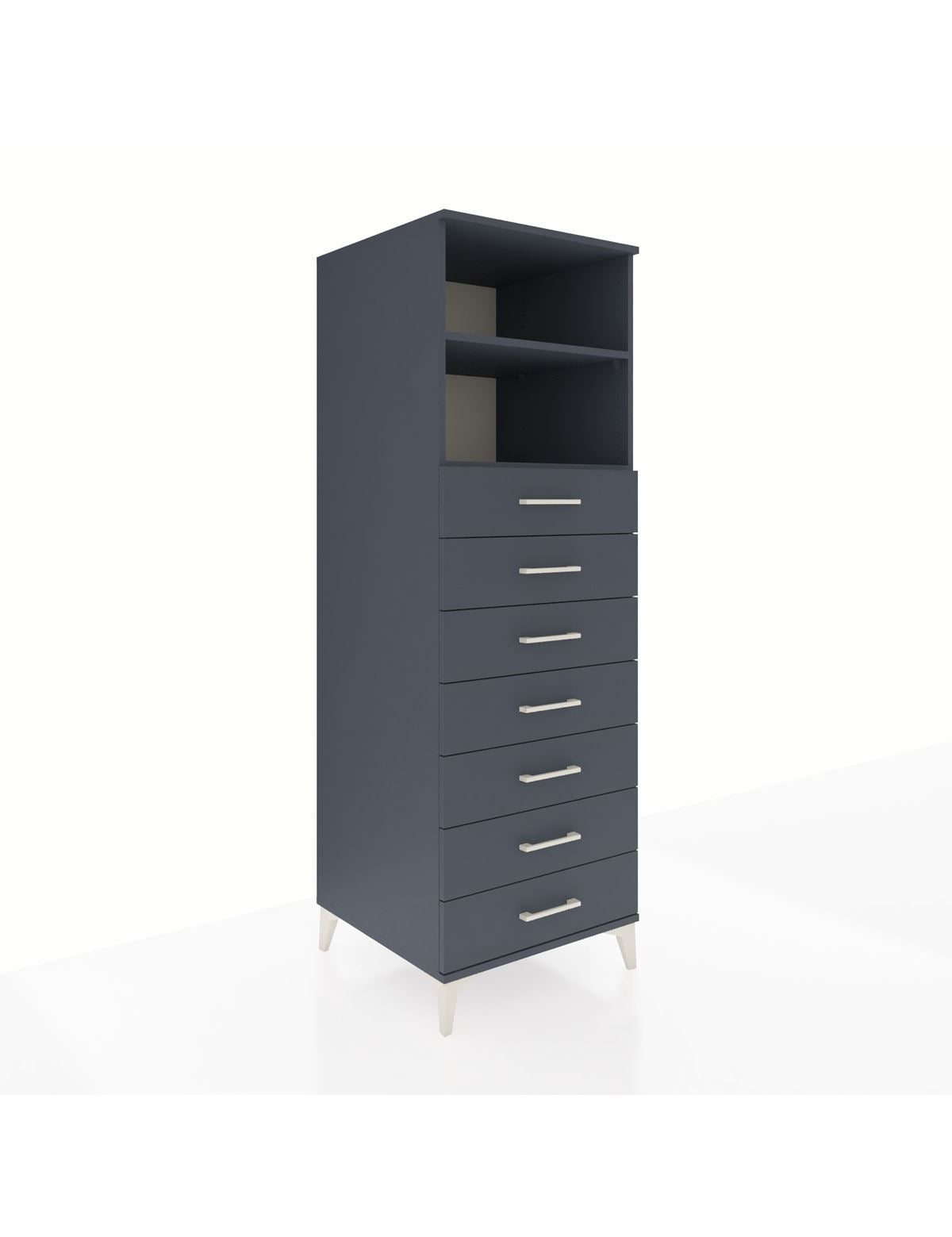 Kronos Dolap 2 Raflı 7 Çekmeceli 60x59x182 Antrasit-Antrasit