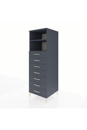 Kronos Dolap 2 Raflı 7 Çekmeceli 60x59x182 Antrasit-Antrasit