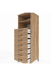 Kronos Dolap 2 Raflı 7 Çekmeceli 60x59x182 Çam-Çam