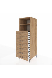 Kronos Dolap 2 Raflı 7 Çekmeceli 60x59x182 Çam-Çam