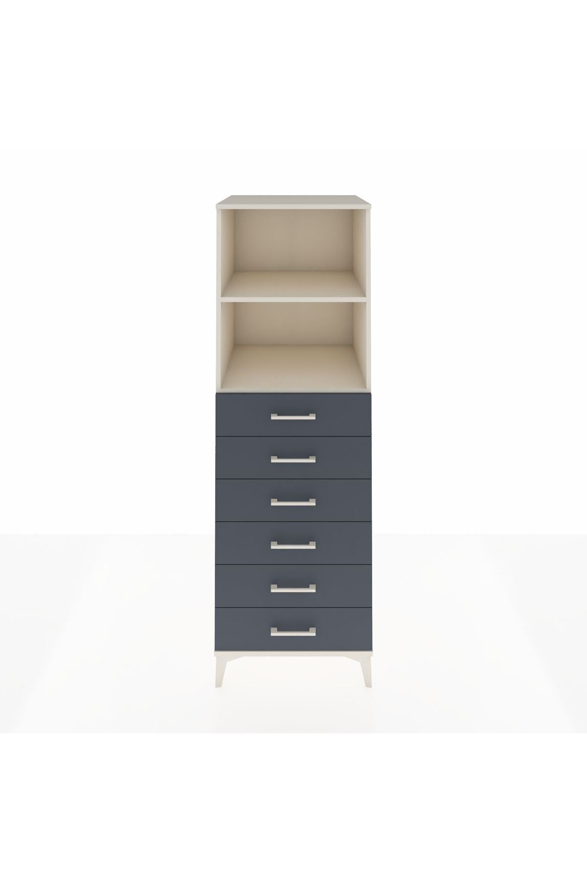 Kronos Dolap 2 Raflı 6 Çekmeceli 60x59x182 Aytaşı-Antrasit