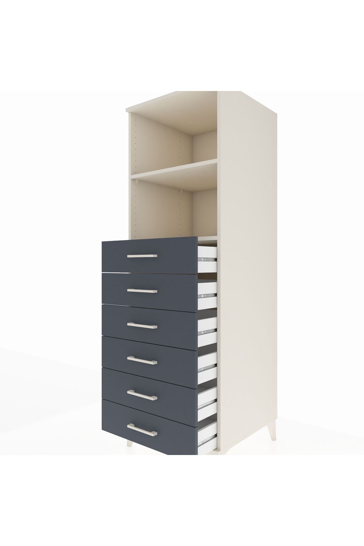 Kronos Dolap 2 Raflı 6 Çekmeceli 60x59x182 Aytaşı-Antrasit