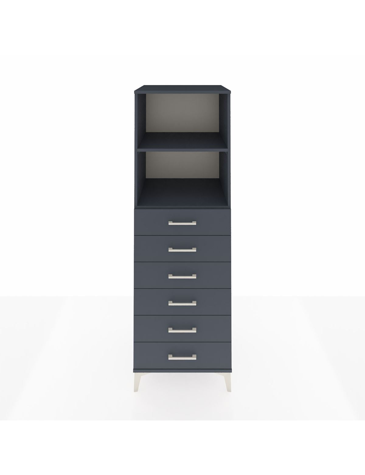 Kronos Dolap 2 Raflı 6 Çekmeceli 60x59x182 Antrasit-Antrasit