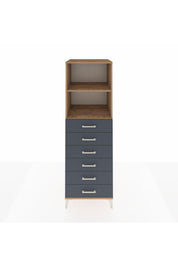 Kronos Dolap 2 Raflı 6 Çekmeceli 60x59x182 Çam-Antrasit