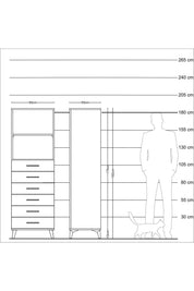 Kronos Dolap 2 Raflı 6 Çekmeceli 60x59x182 Çam-Antrasit