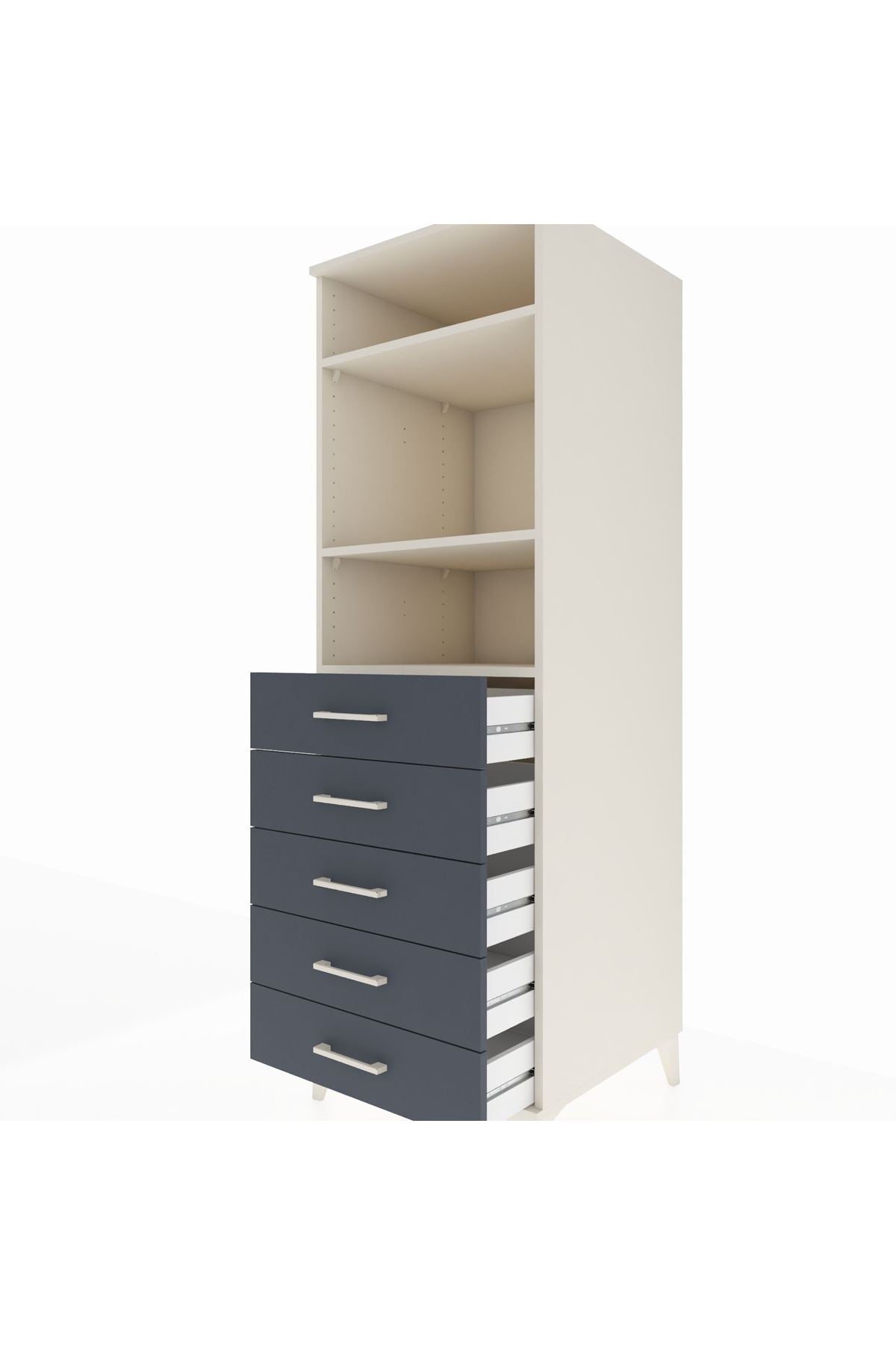 Kronos Dolap 3 Raflı 5 Çekmeceli 60x59x182 Aytaşı-Antrasit