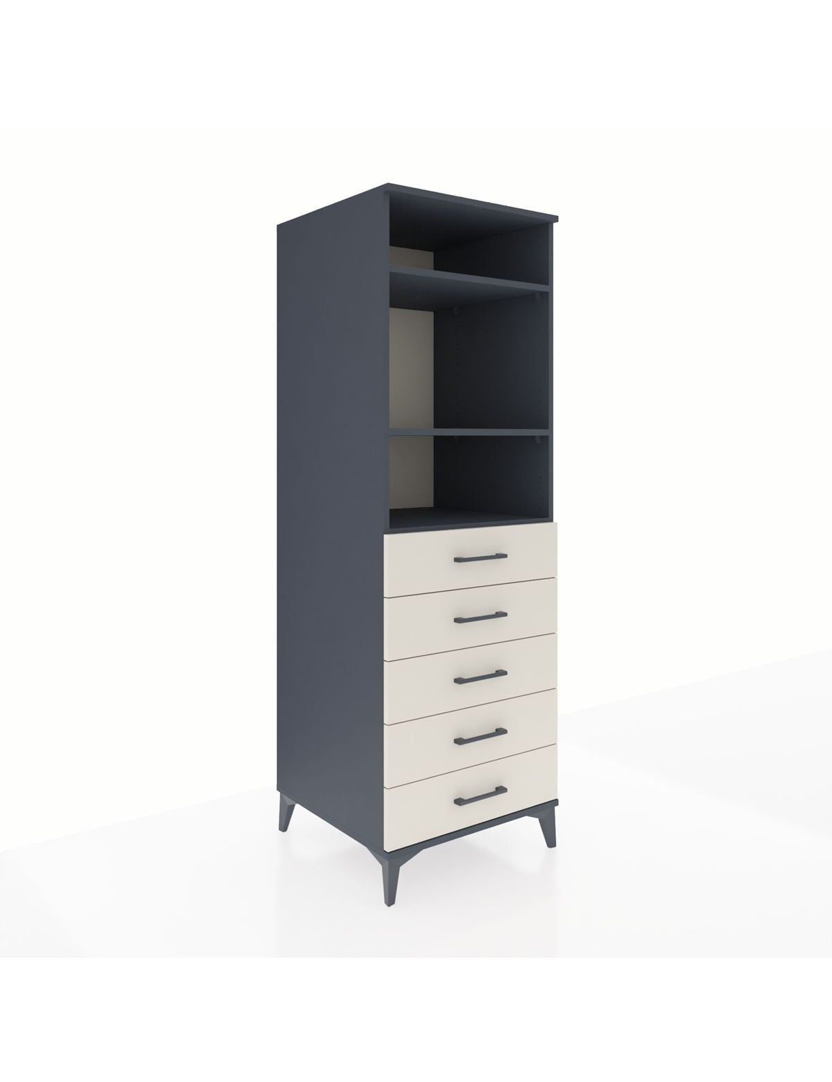 Kronos Dolap 3 Raflı 5 Çekmeceli 60x59x182 Antrasit-Aytaşı