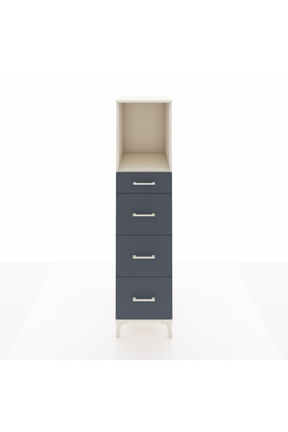 Kronos Dolap Tek Raflı 4 Çekmeceli 44x59x182 Aytaşı-Antrasit