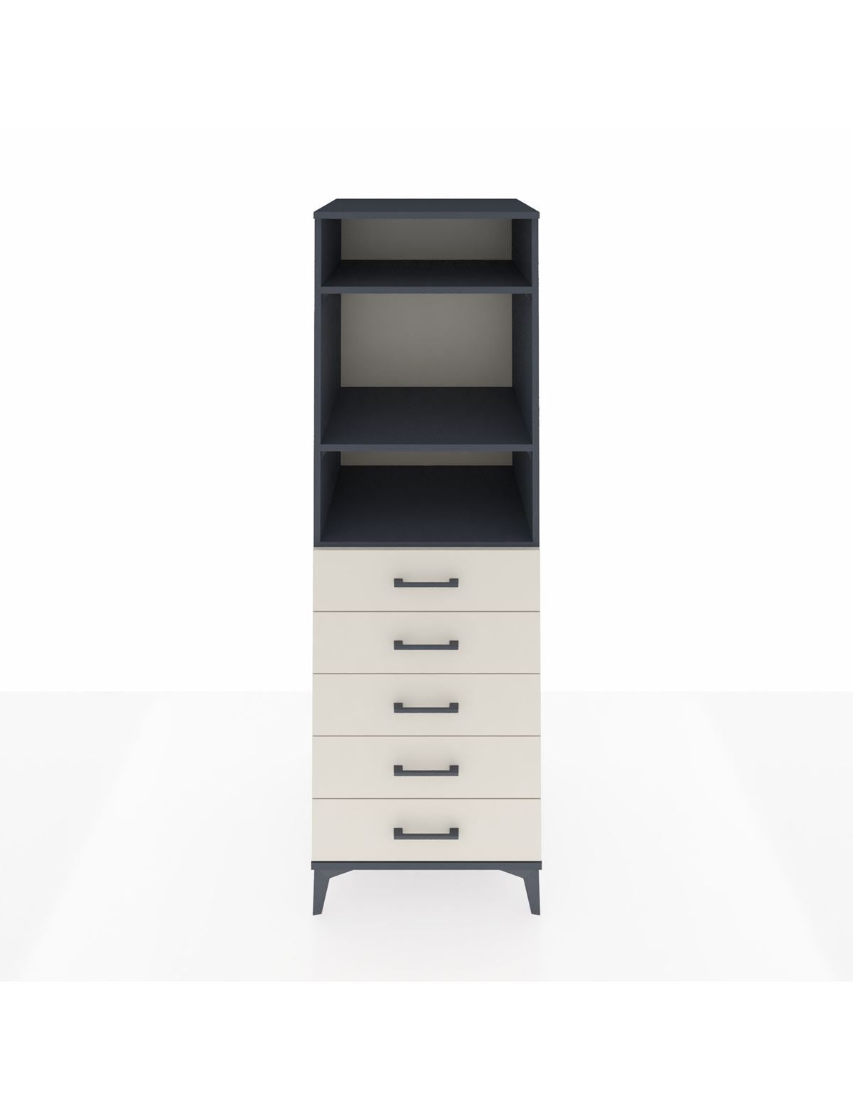 Kronos Dolap 3 Raflı 5 Çekmeceli 60x59x182 Antrasit-Aytaşı