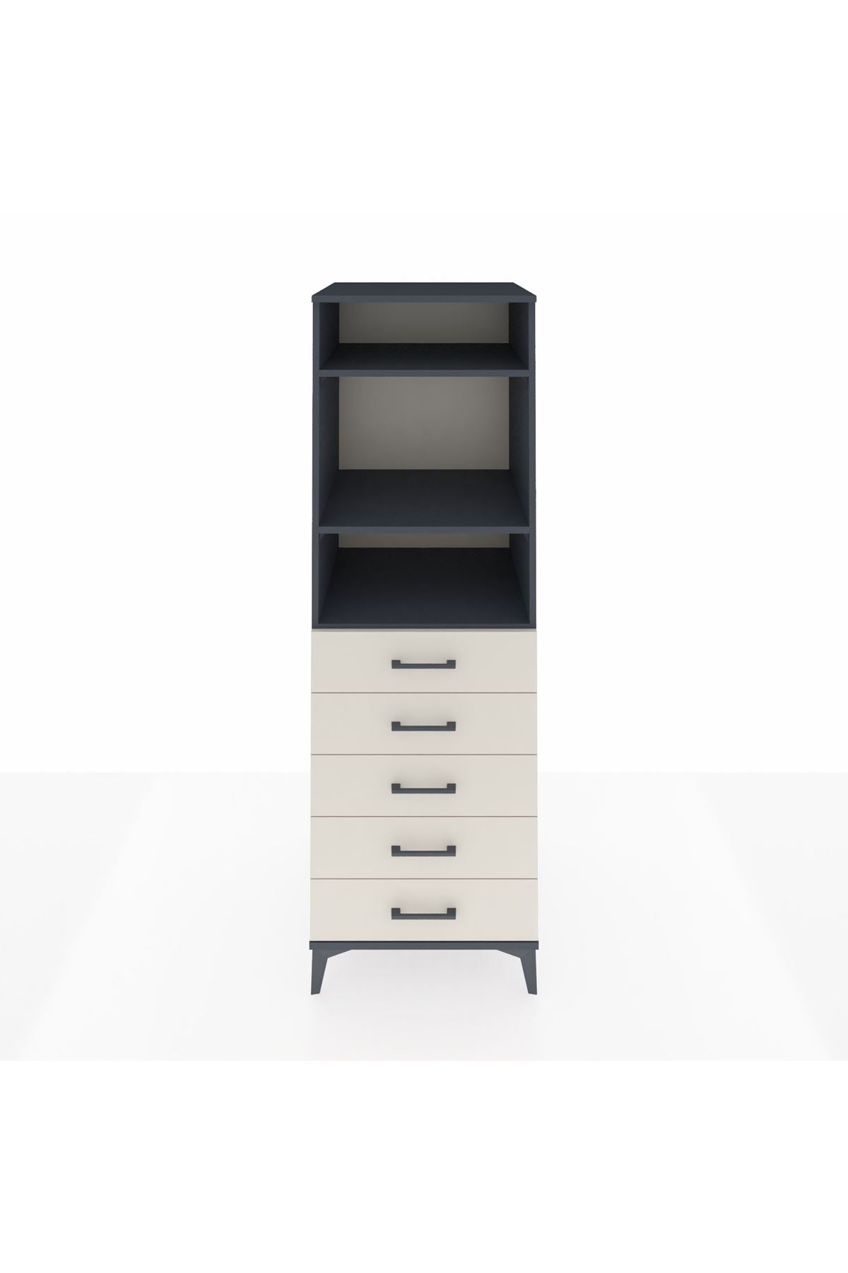 Kronos Dolap 3 Raflı 5 Çekmeceli 60x59x182 Antrasit-Aytaşı