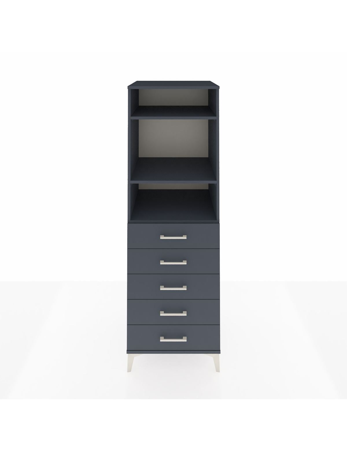 Kronos Dolap 3 Raflı 5 Çekmeceli 60x59x182 Antrasit-Antrasit