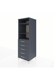 Kronos Dolap 3 Raflı 5 Çekmeceli 60x59x182 Antrasit-Antrasit