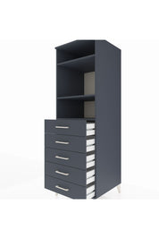 Kronos Dolap 3 Raflı 5 Çekmeceli 60x59x182 Antrasit-Antrasit