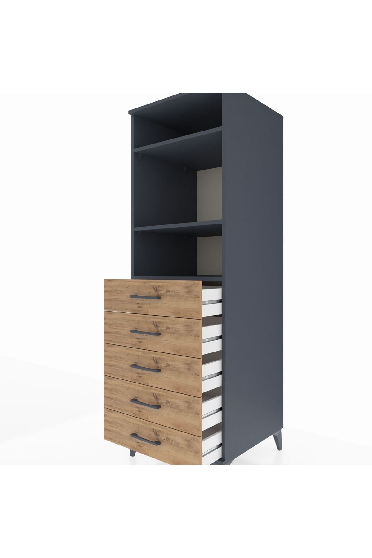 Kronos Dolap 3 Raflı 5 Çekmeceli 60x59x182 - S89M035V6C