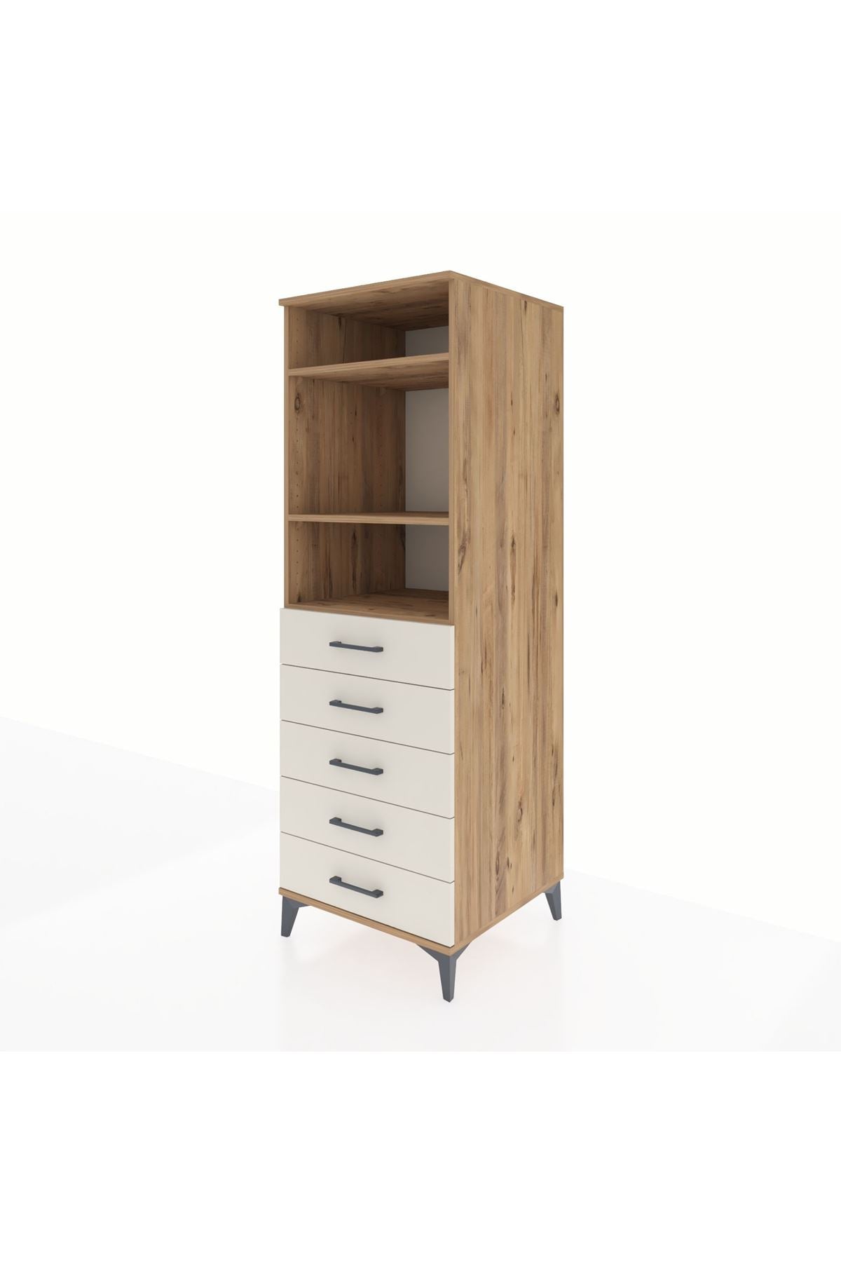 Kronos Dolap 3 Raflı 5 Çekmeceli 60x59x182 Çam-Aytaşı