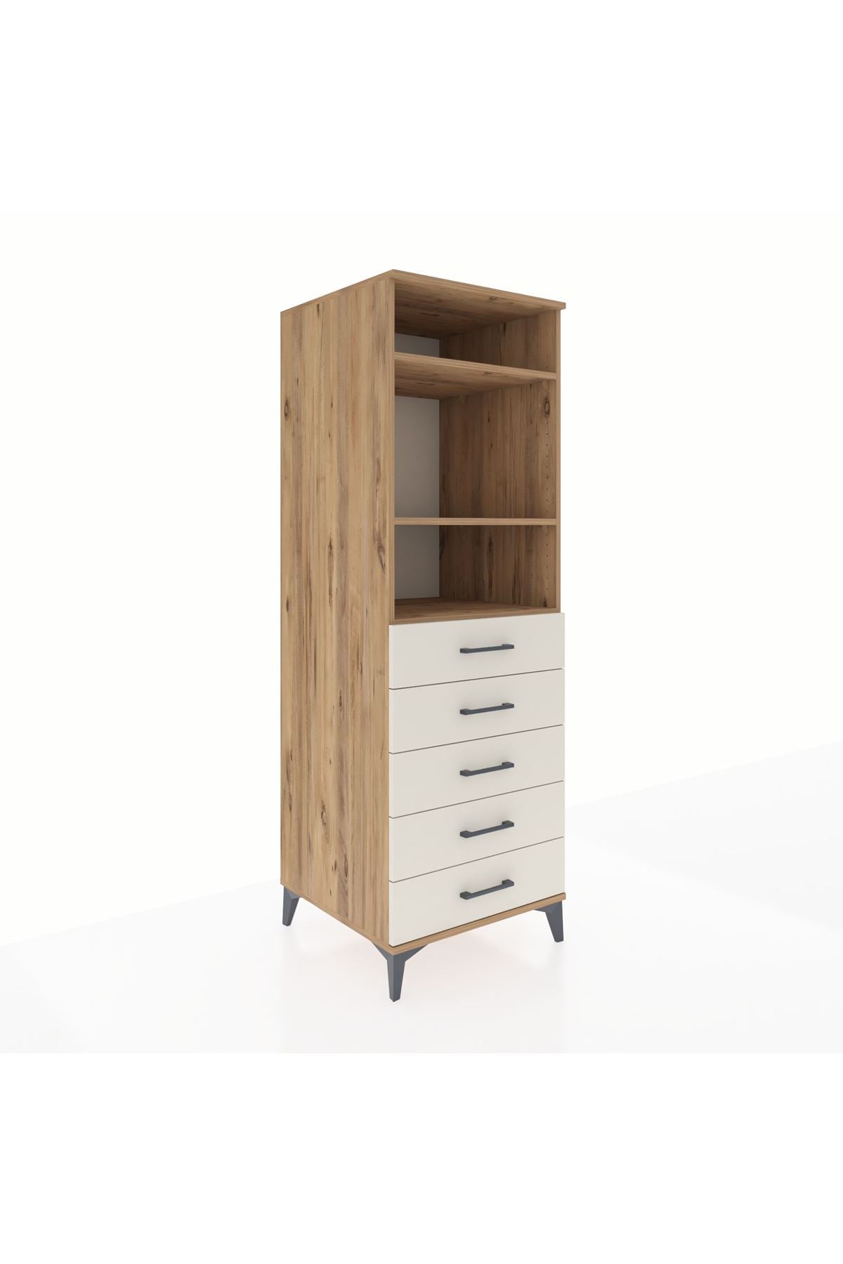 Kronos Dolap 3 Raflı 5 Çekmeceli 60x59x182 Çam-Aytaşı