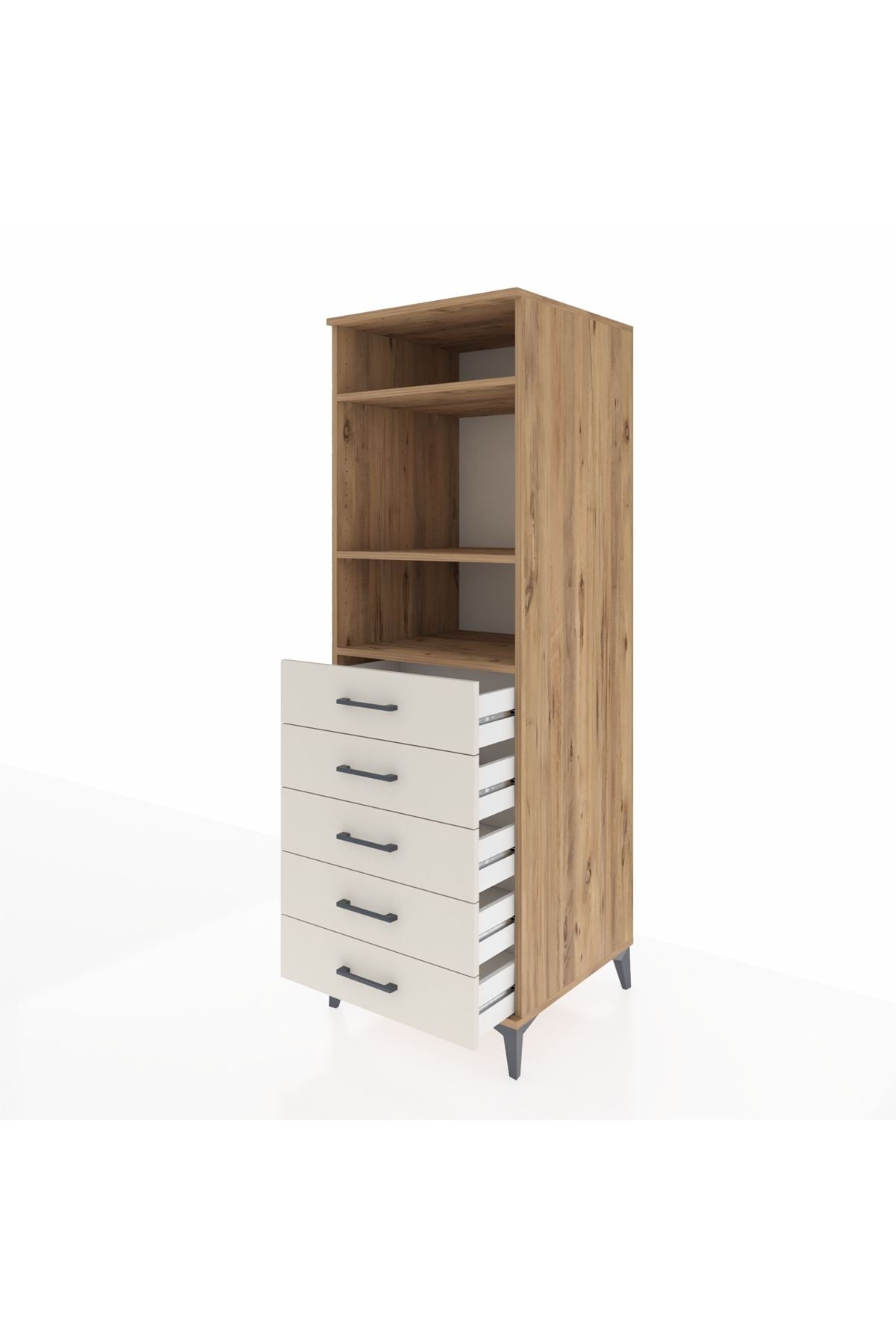 Kronos Dolap 3 Raflı 5 Çekmeceli 60x59x182 Çam-Aytaşı