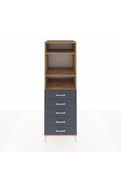 Kronos Dolap 3 Raflı 5 Çekmeceli 60x59x182 Çam-Antrasit