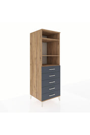 Kronos Dolap 3 Raflı 5 Çekmeceli 60x59x182 Çam-Antrasit