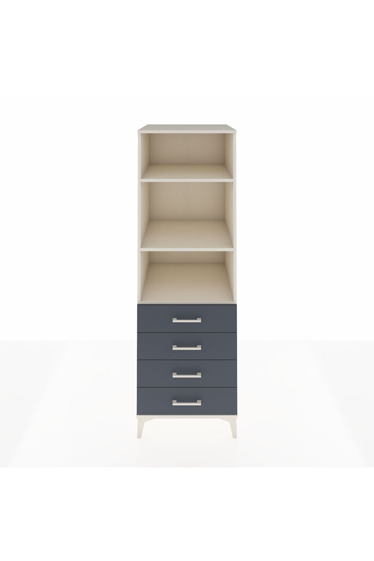 Kronos Dolap 3 Raflı 4 Çekmeceli 60x59x182 Aytaşı-Antrasit