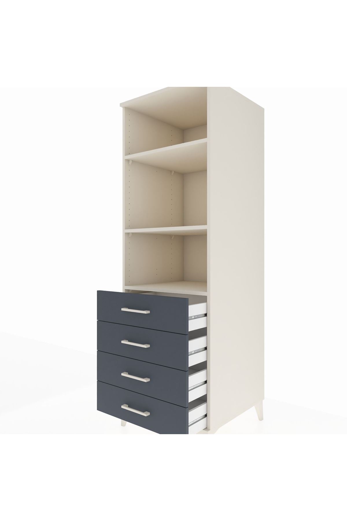 Kronos Dolap 3 Raflı 4 Çekmeceli 60x59x182 Aytaşı-Antrasit