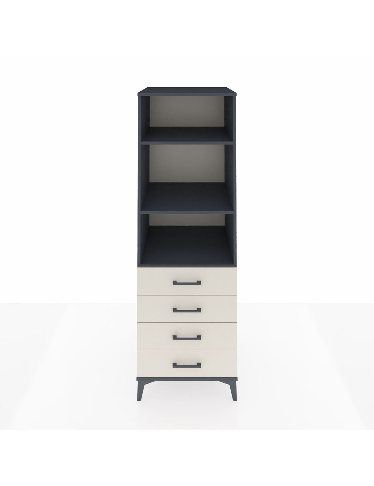 Kronos Dolap 3 Raflı 4 Çekmeceli 60x59x182 Antrasit-Aytaşı