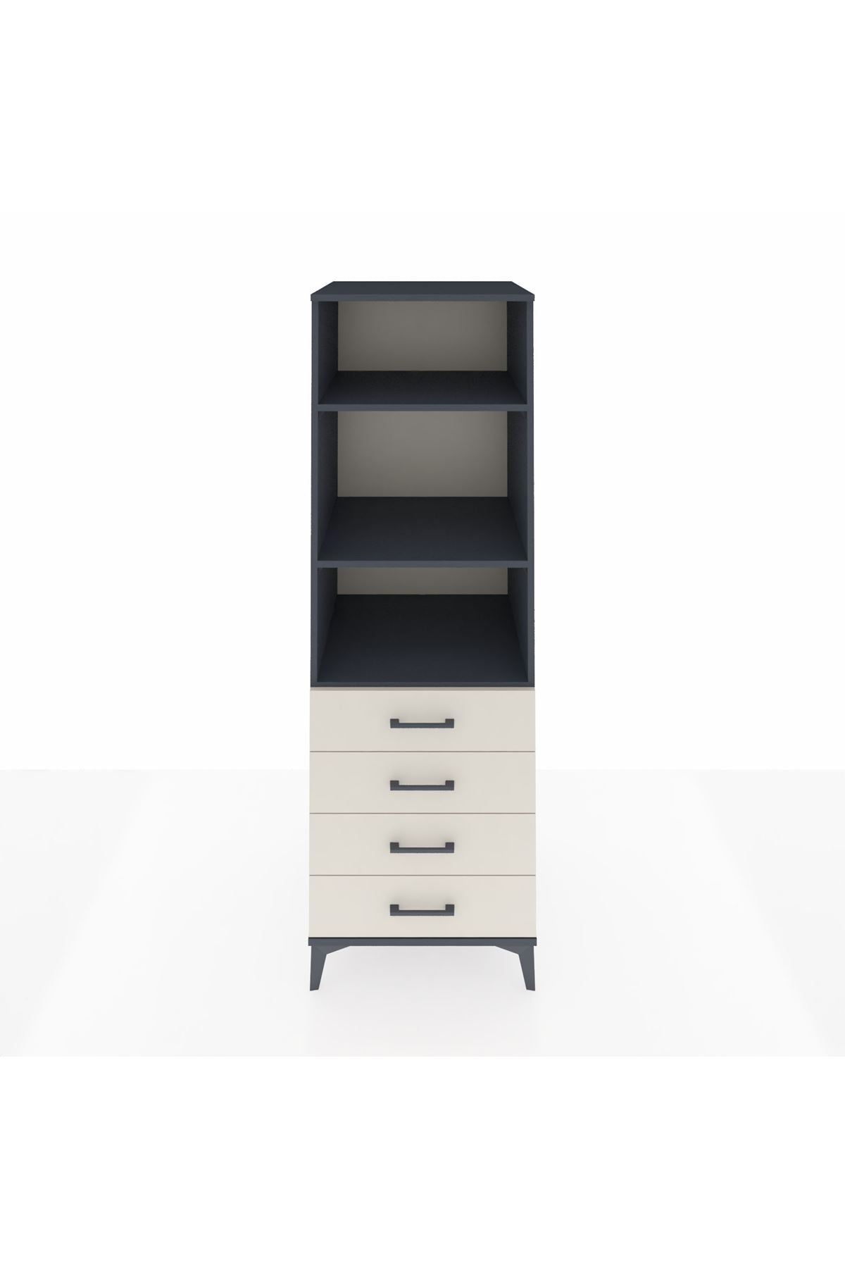 Kronos Dolap 3 Raflı 4 Çekmeceli 60x59x182 Antrasit-Aytaşı