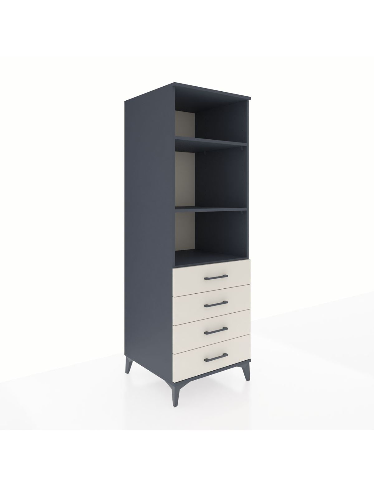 Kronos Dolap 3 Raflı 4 Çekmeceli 60x59x182 Antrasit-Aytaşı