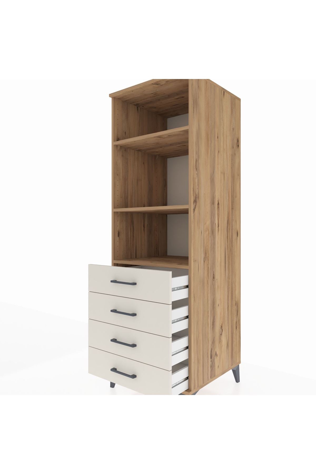 Kronos Dolap 3 Raflı 4 Çekmeceli 60x59x182 Çam-Aytaşı