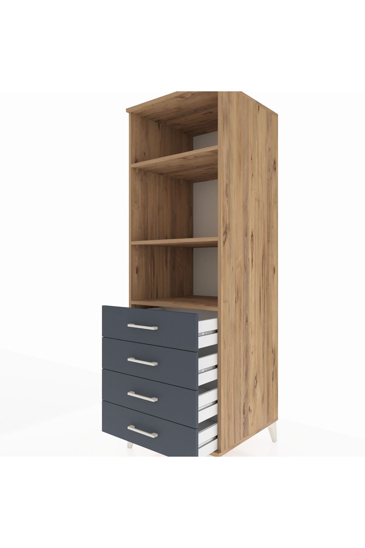 Kronos Dolap 3 Raflı 4 Çekmeceli 60x59x182 - S89M036V8C