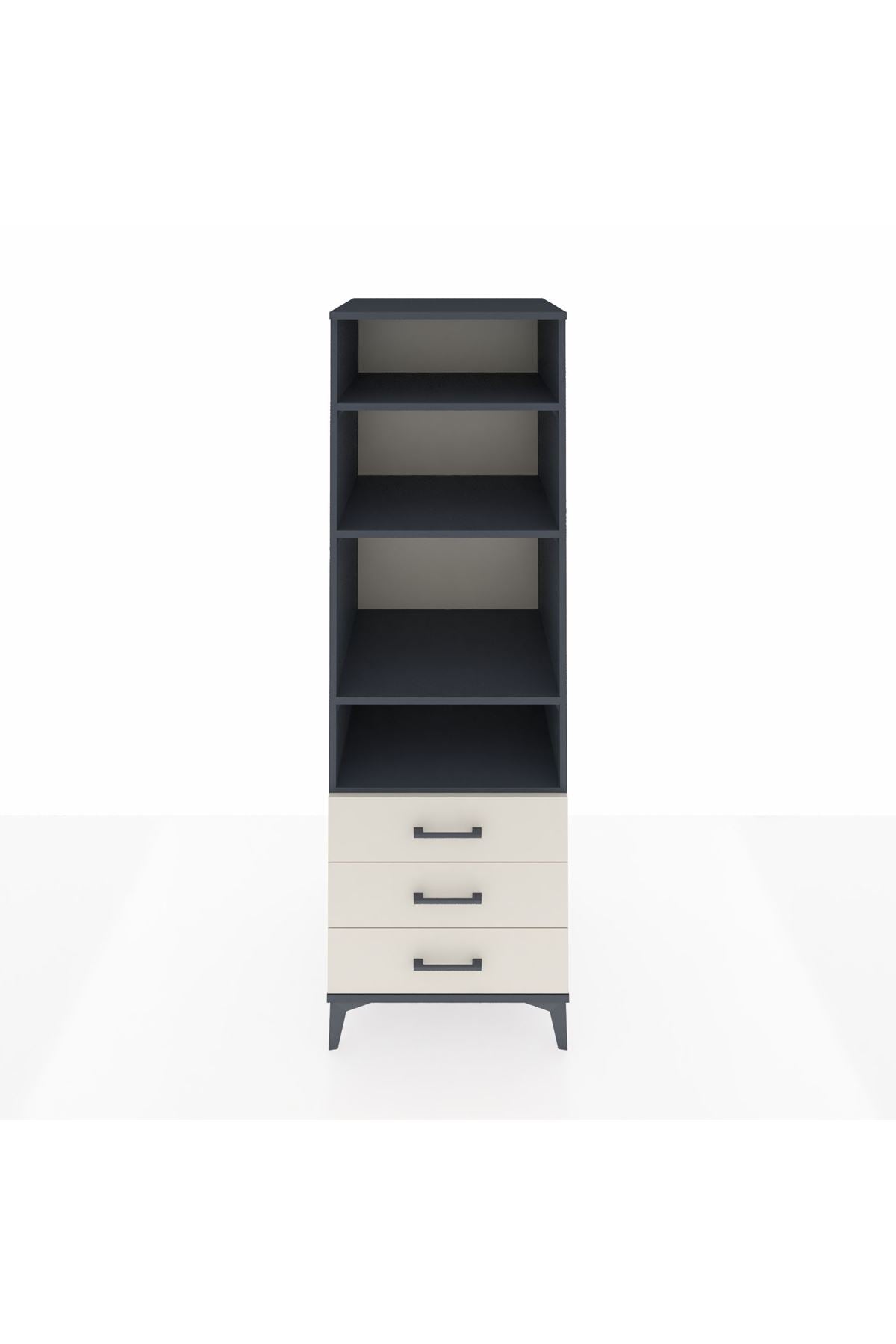 Kronos Dolap 4 Raflı 3 Çekmeceli 60x59x182 Antrasit-Aytaşı