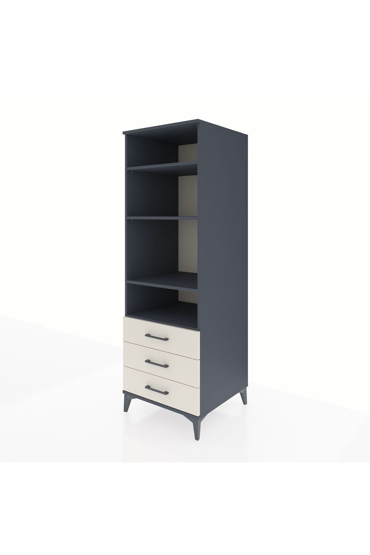 Kronos Dolap 4 Raflı 3 Çekmeceli 60x59x182 Antrasit-Aytaşı