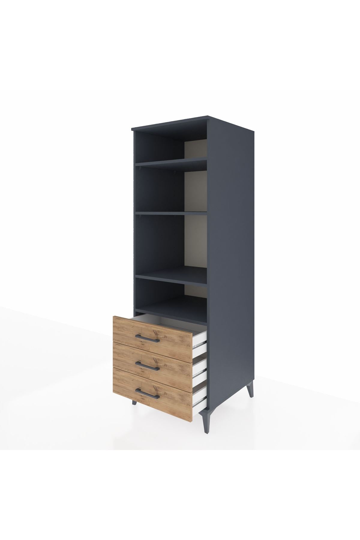Kronos Dolap 4 Raflı 3 Çekmeceli 60x59x182 - S89M037V6C