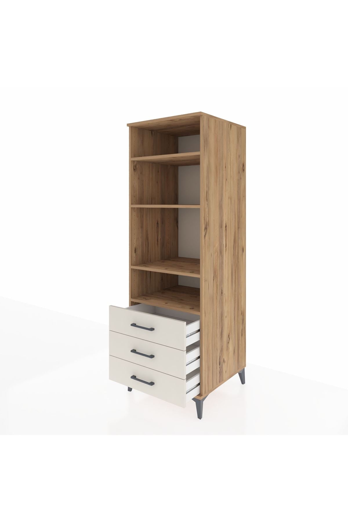 Kronos Dolap 4 Raflı 3 Çekmeceli 60x59x182 Çam-Aytaşı