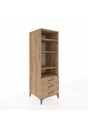 Kronos Dolap 4 Raflı 3 Çekmeceli 60x59x182 Çam-Çam