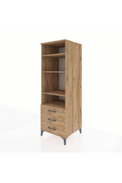 Kronos Dolap 4 Raflı 3 Çekmeceli 60x59x182 Çam-Çam