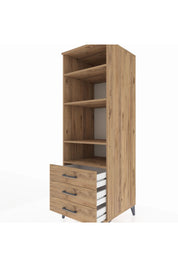 Kronos Dolap 4 Raflı 3 Çekmeceli 60x59x182 Çam-Çam