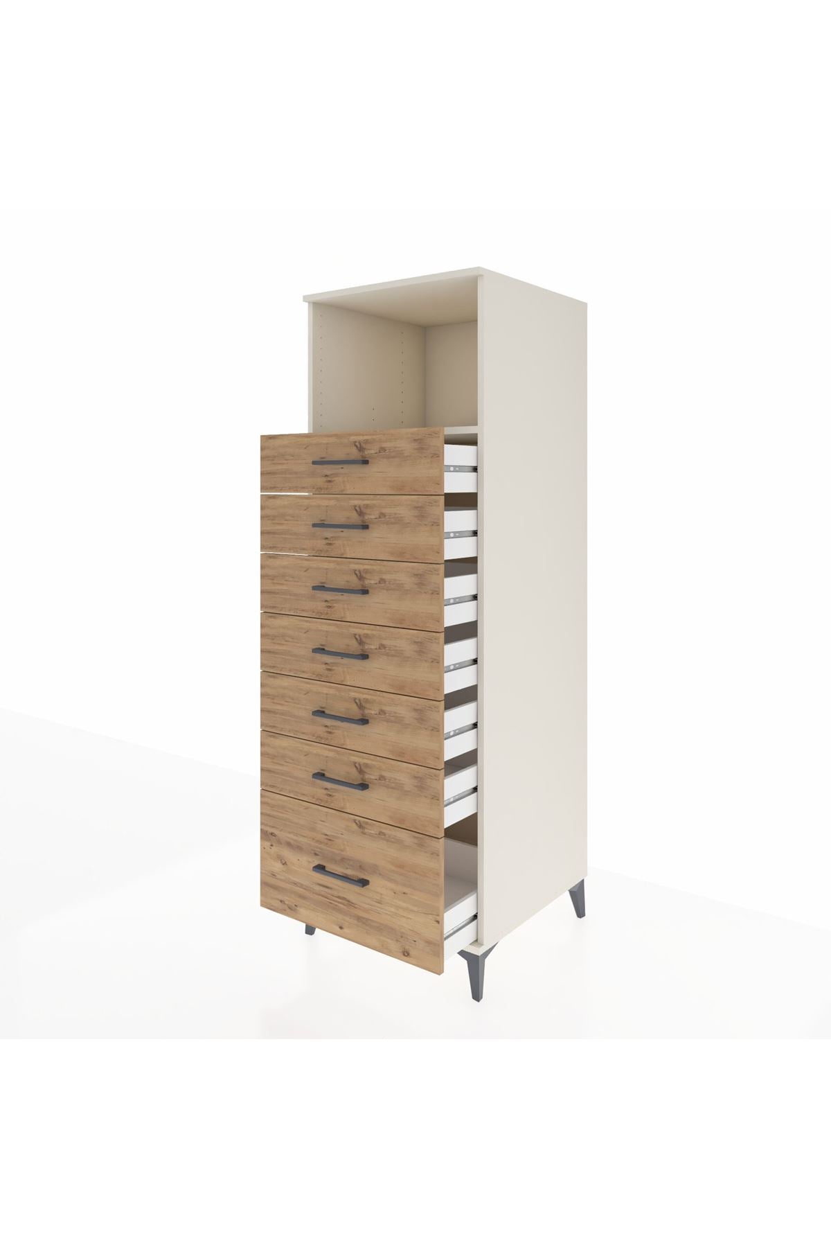 Kronos Dolap Tek Raflı 7 Çekmeceli 60x59x182 Aytaşı-Çam