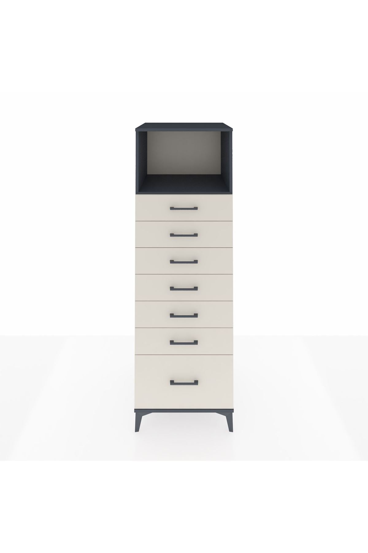 Kronos Dolap Tek Raflı 7 Çekmeceli 60x59x182 Antrasit-Aytaşı