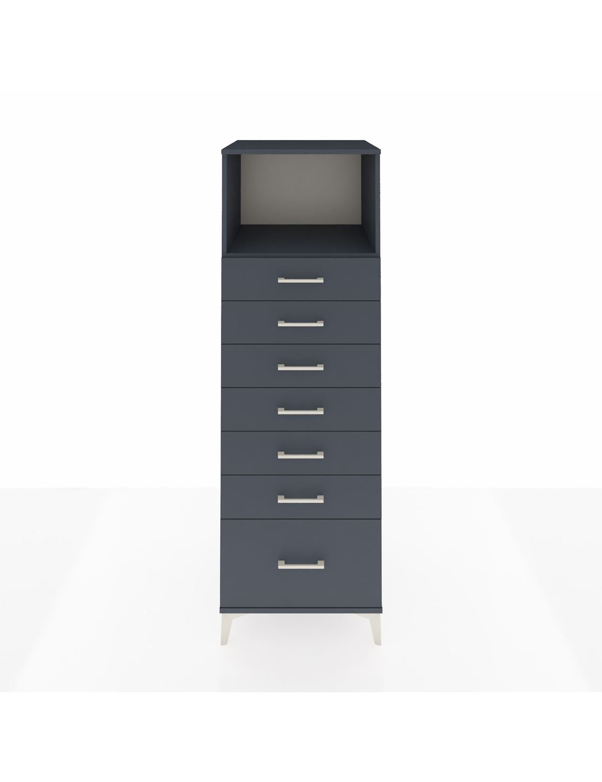 Kronos Dolap Tek Raflı 7 Çekmeceli 60x59x182 Antrasit-Antrasit